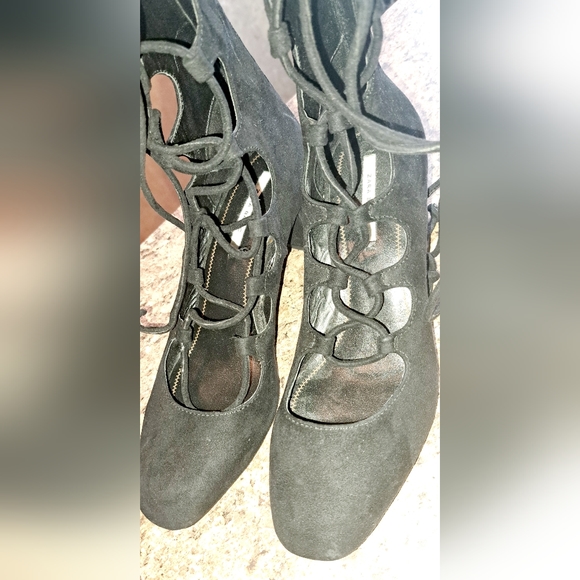 Ladies ZARA  BLACK LACE UP HEELED SHOES SANDALS KNEE HIGH 36/UK-/US 6 - Picture 9 of 13